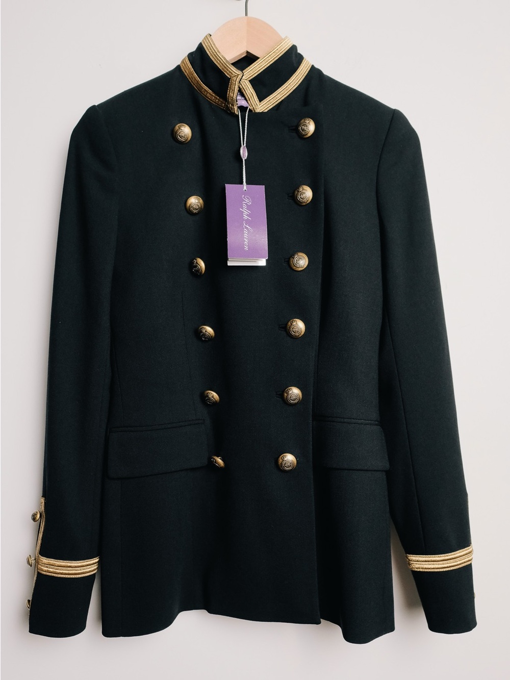 $2490 Ralph Lauren Purple Label Military Wool Jacket NWT Rare Size 0